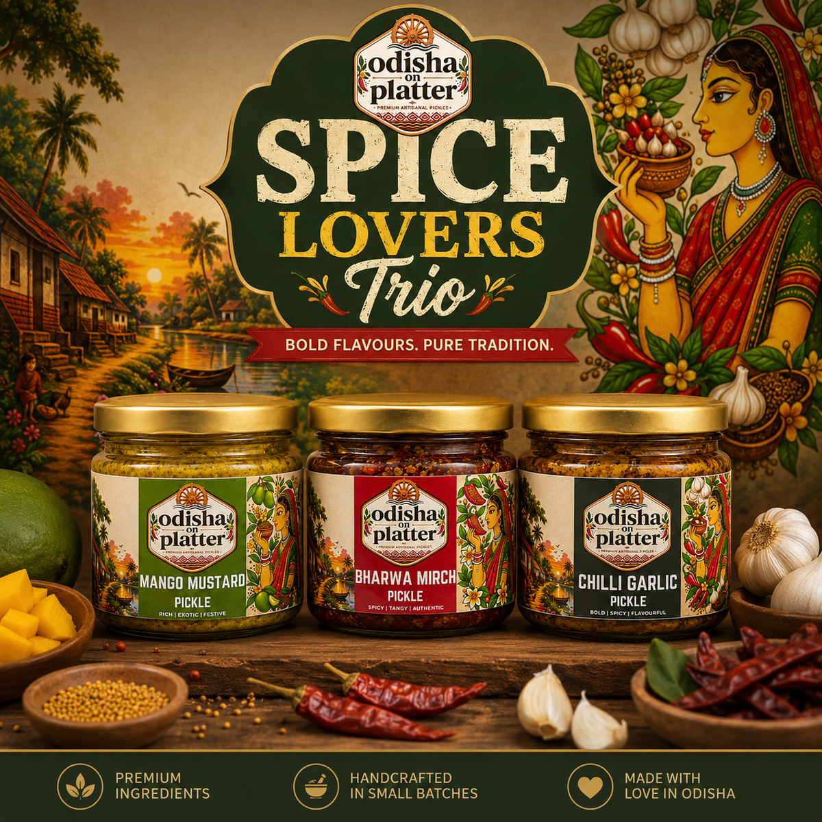 Spice Lover's Trio – 3 Handcrafted Odia Pickles